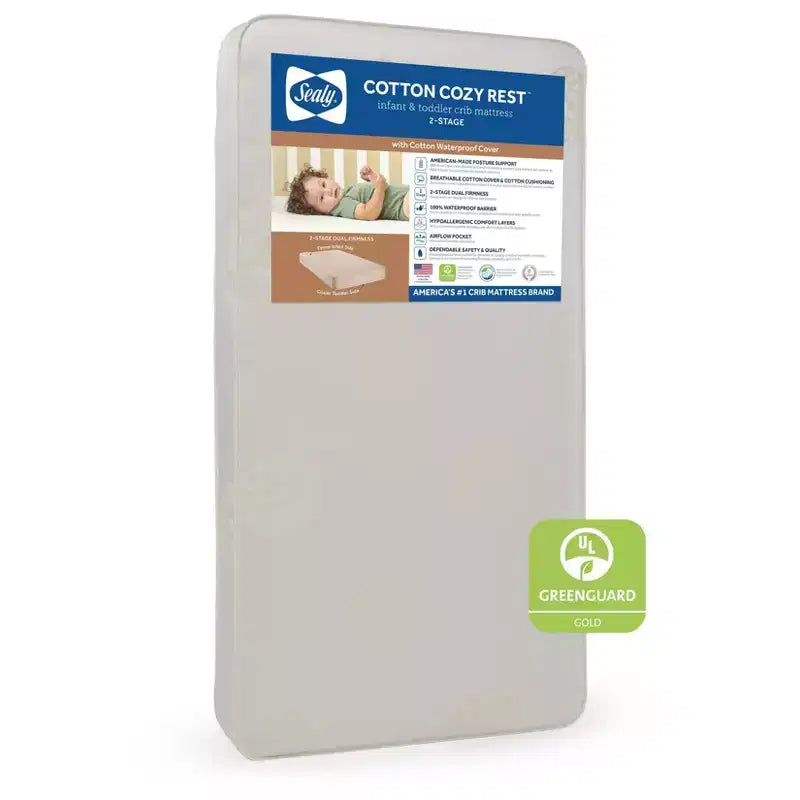 Materasso per culla e lettino Cotton Cozy Rest a 2 stadi: anallergico, rivestimento impermeabile, struttura rigida, spessore 14 cm