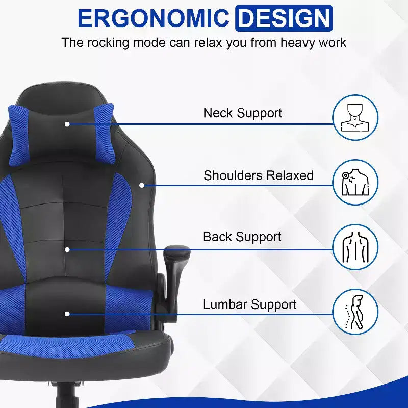 Sedia Gaming Sedia da Ufficio Sedia da Scrivania per Computer con Supporto Lombare e Poggiatesta Regolabile e Sedia Gamer in Pelle PU per Adulti
