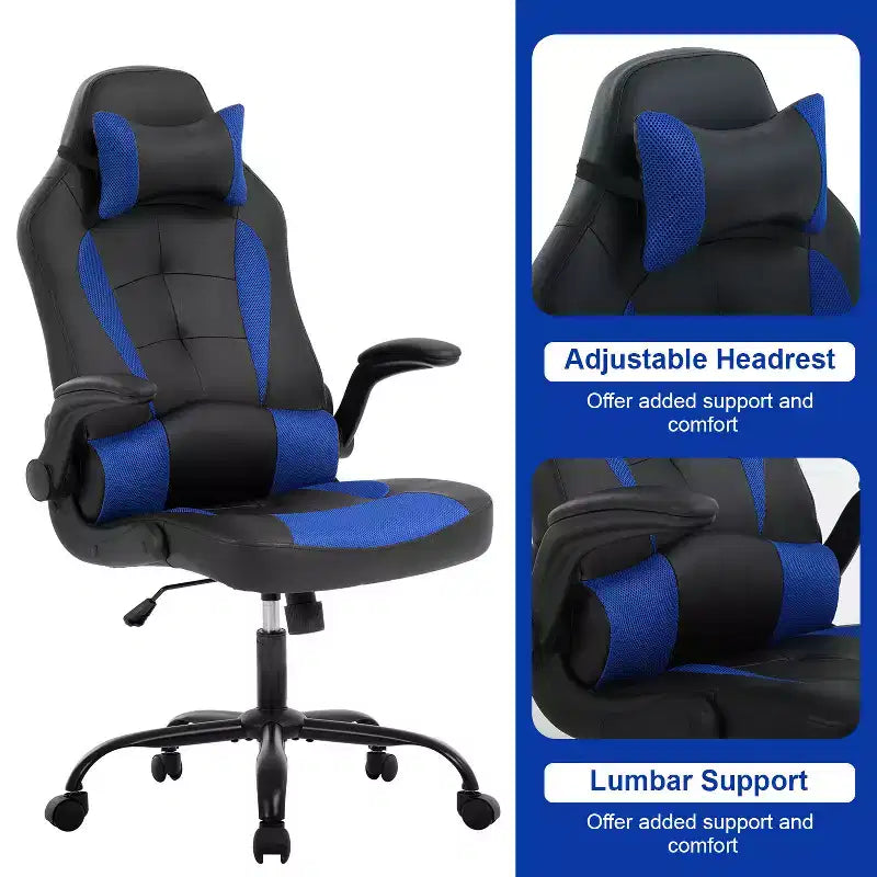 Sedia Gaming Sedia da Ufficio Sedia da Scrivania per Computer con Supporto Lombare e Poggiatesta Regolabile e Sedia Gamer in Pelle PU per Adulti