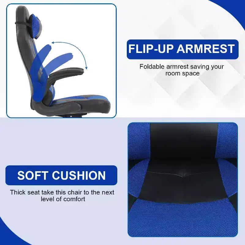 Sedia Gaming Sedia da Ufficio Sedia da Scrivania per Computer con Supporto Lombare e Poggiatesta Regolabile e Sedia Gamer in Pelle PU per Adulti