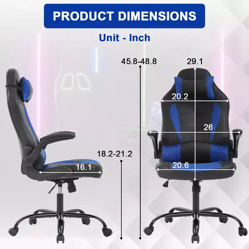 Sedia Gaming Sedia da Ufficio Sedia da Scrivania per Computer con Supporto Lombare e Poggiatesta Regolabile e Sedia Gamer in Pelle PU per Adulti