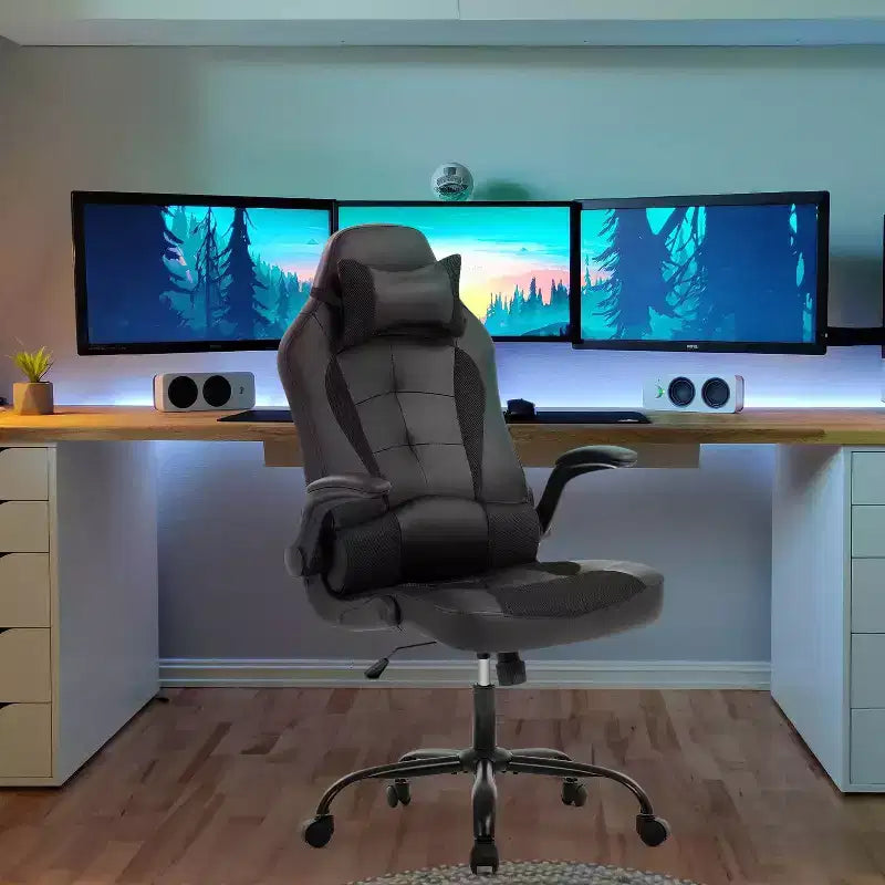 Gaming Chair Office Chair Computer Desk Chair with Lumbar Support and Adjustable Headrest and PU Leather Gamer Chair for Adults