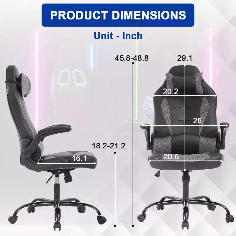 Sedia Gaming Sedia da Ufficio Sedia da Scrivania per Computer con Supporto Lombare e Poggiatesta Regolabile e Sedia Gamer in Pelle PU per Adulti