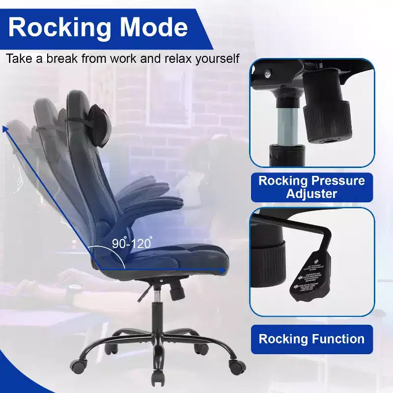 Gaming Chair Office Chair Computer Desk Chair with Lumbar Support and Adjustable Headrest and PU Leather Gamer Chair for Adults