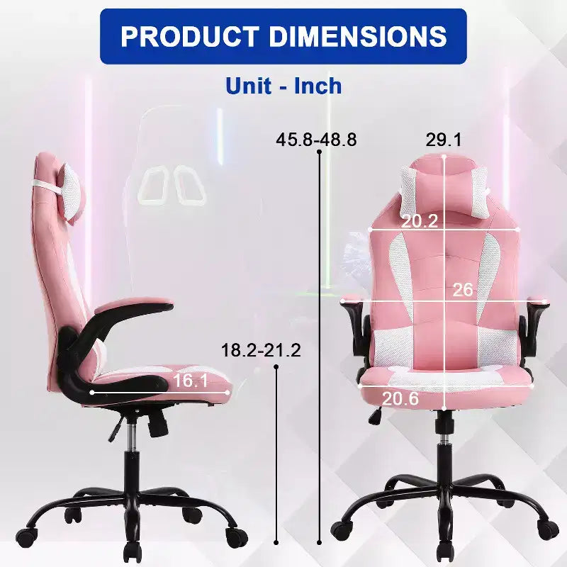 Sedia Gaming Sedia da Ufficio Sedia da Scrivania per Computer con Supporto Lombare e Poggiatesta Regolabile e Sedia Gamer in Pelle PU per Adulti