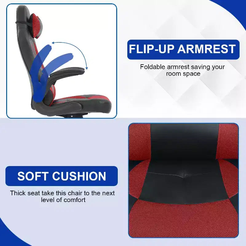 Sedia Gaming Sedia da Ufficio Sedia da Scrivania per Computer con Supporto Lombare e Poggiatesta Regolabile e Sedia Gamer in Pelle PU per Adulti