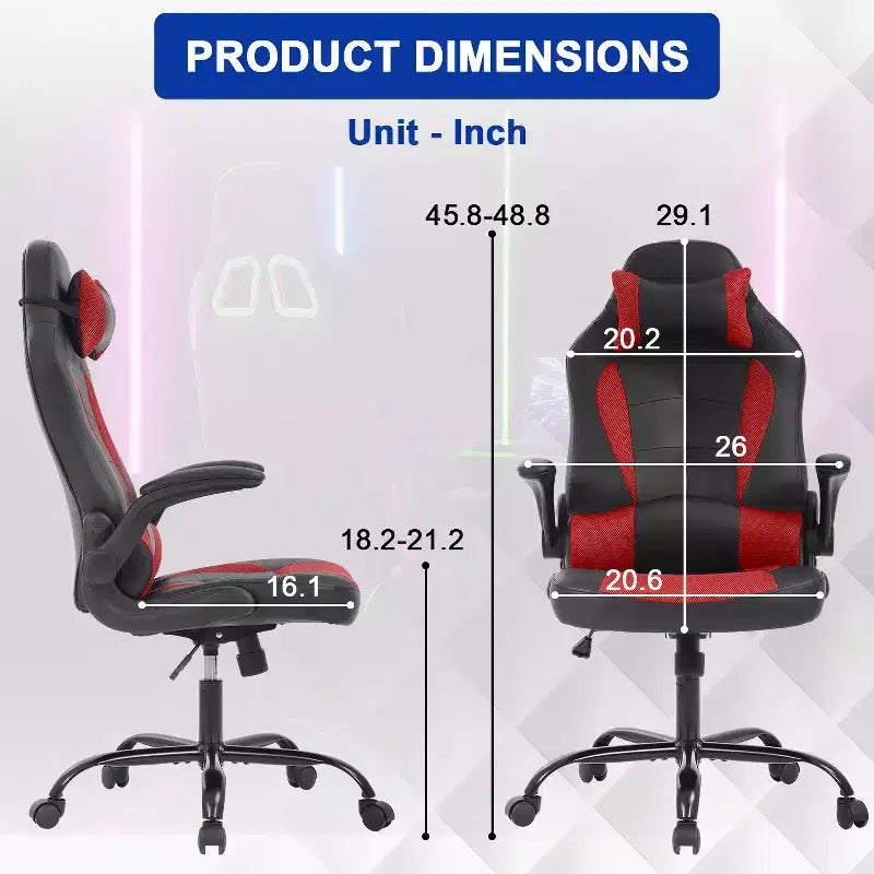 Sedia Gaming Sedia da Ufficio Sedia da Scrivania per Computer con Supporto Lombare e Poggiatesta Regolabile e Sedia Gamer in Pelle PU per Adulti