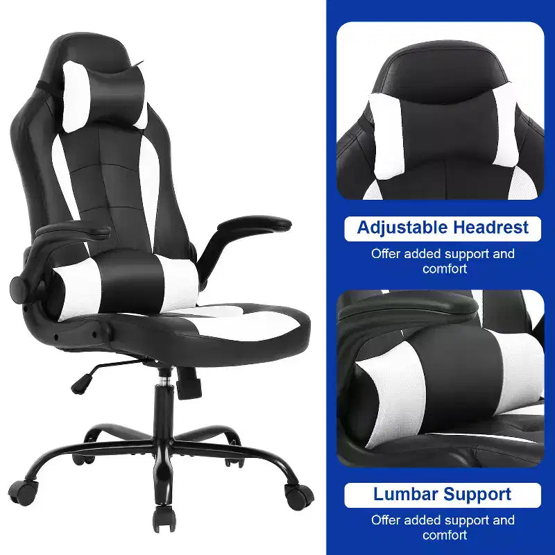 Sedia Gaming Sedia da Ufficio Sedia da Scrivania per Computer con Supporto Lombare e Poggiatesta Regolabile e Sedia Gamer in Pelle PU per Adulti