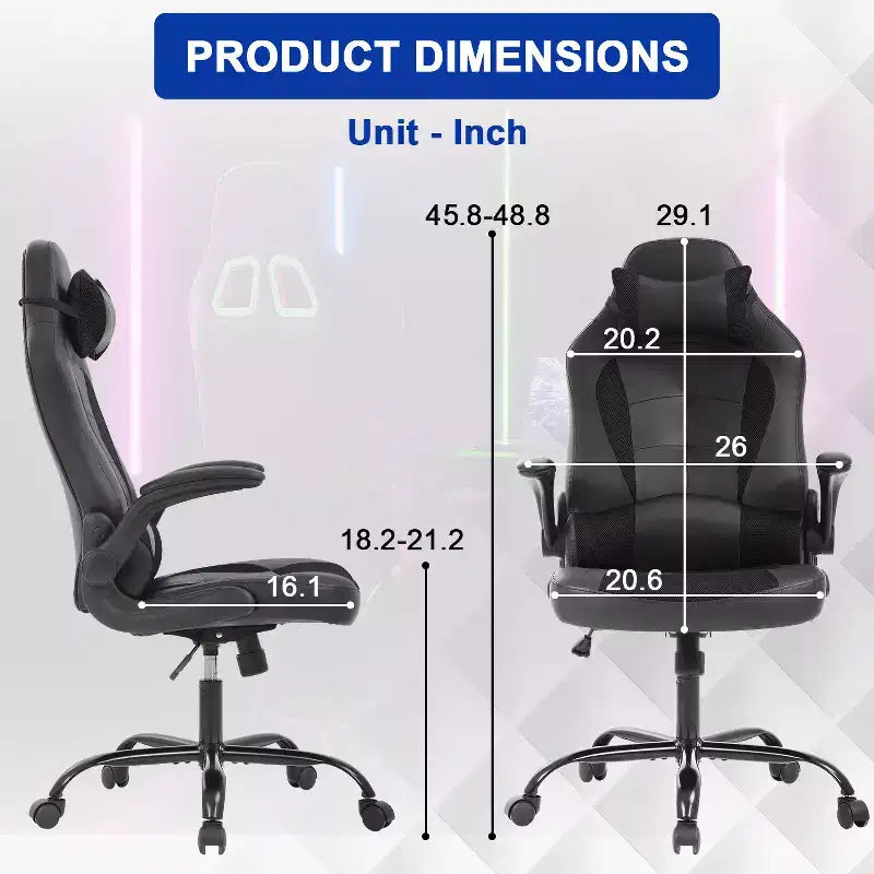 Sedia Gaming Sedia da Ufficio Sedia da Scrivania per Computer con Supporto Lombare e Poggiatesta Regolabile e Sedia Gamer in Pelle PU per Adulti