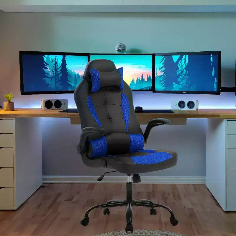 Sedia Gaming Sedia da Ufficio Sedia da Scrivania per Computer con Supporto Lombare e Poggiatesta Regolabile e Sedia Gamer in Pelle PU per Adulti