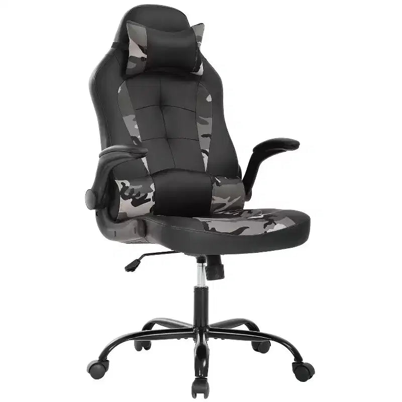 Gaming Chair Office Chair Computer Desk Chair with Lumbar Support and Adjustable Headrest and PU Leather Gamer Chair for Adults