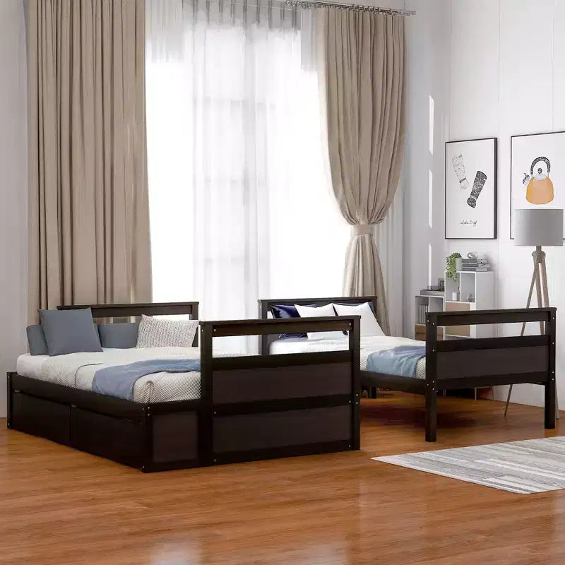 Twin over Full Bunk Bed with 2-Storage Drawers