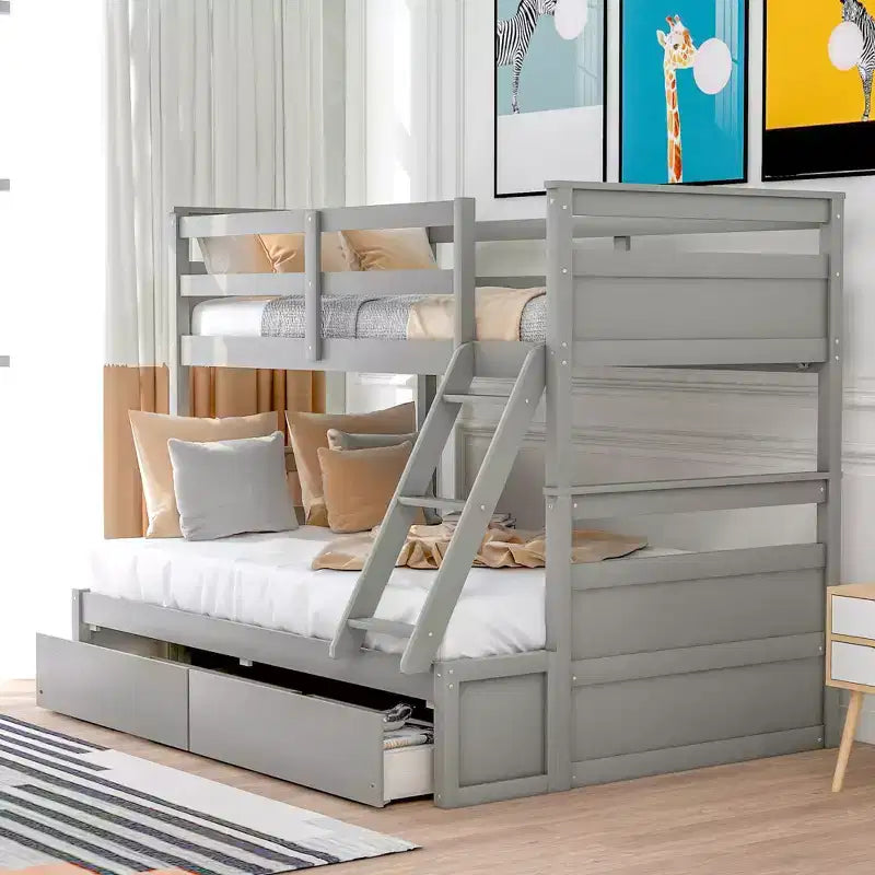 Twin over Full Bunk Bed with 2-Storage Drawers