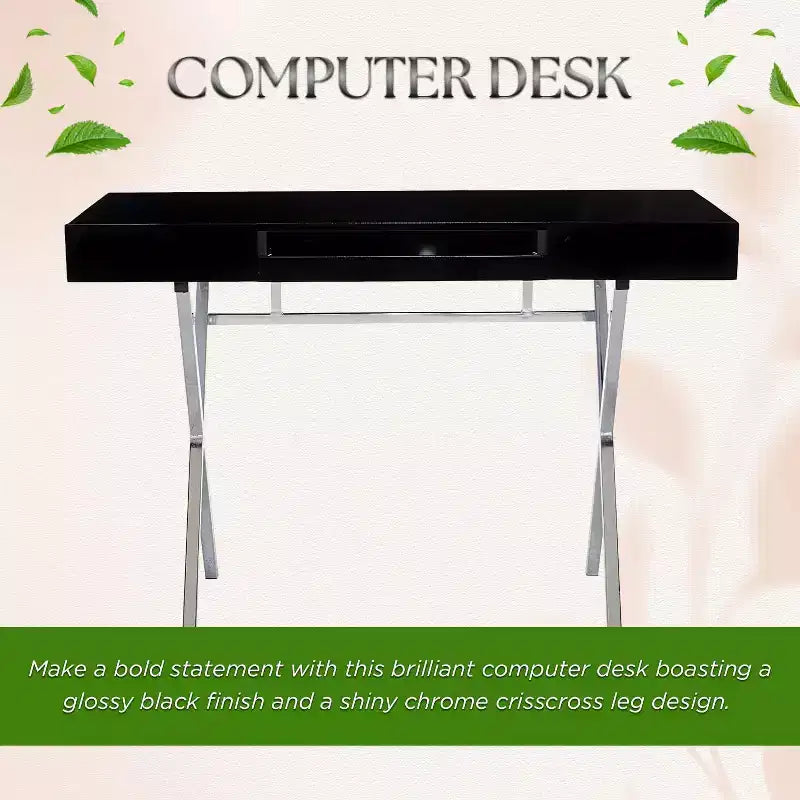 Logan Home Office Desk With Drawers Keyboard Tray And XLeg Frame Computer Desk, Writing Desk, Office Desk