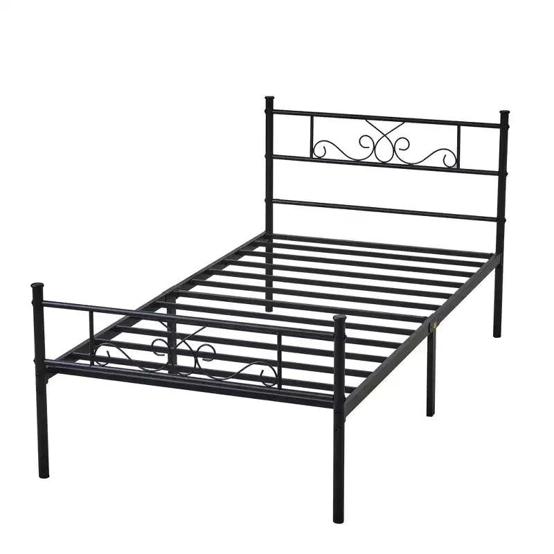 Twin/Full/Queen/King Size Bed Frame with Headboard&Footboard, Metal Bed Platform, Black