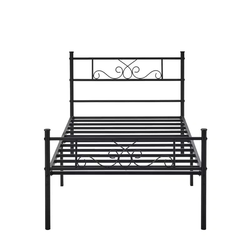 Twin/Full/Queen/King Size Bed Frame with Headboard&Footboard, Metal Bed Platform, Black
