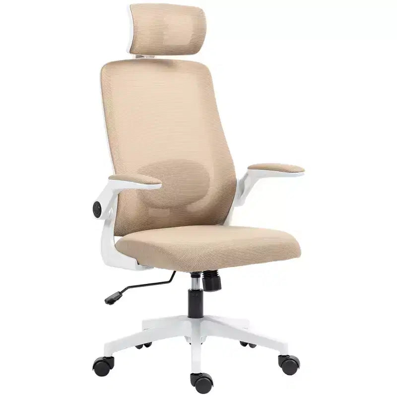 Sedia da Ufficio Ergonomica con Braccioli Ribaltabili, Poggiatesta Regolabile e Supporto Lombare, Sedia da Scrivania in Rete per Ufficio Domestico