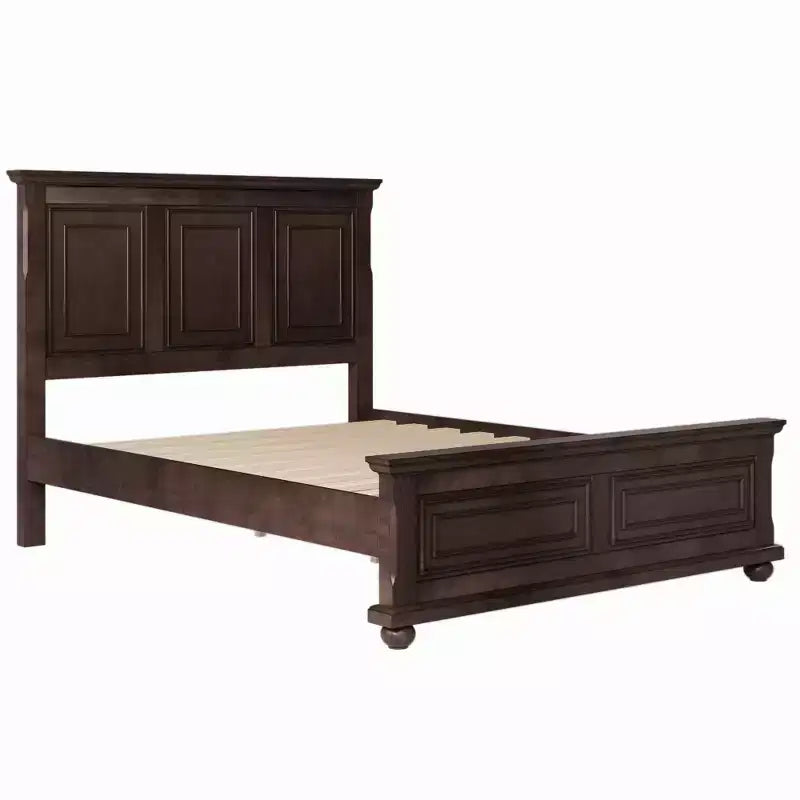 Queen/King Size Platform Bed with Tall Headboard, Vintage Pinewood Bed Frame, Traditional Style