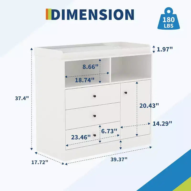 Cassettiera fasciatoio per bambini, Fasciatoio in legno con cassetti, armadietto, ripiani aperti, per camera da letto o asilo nido
