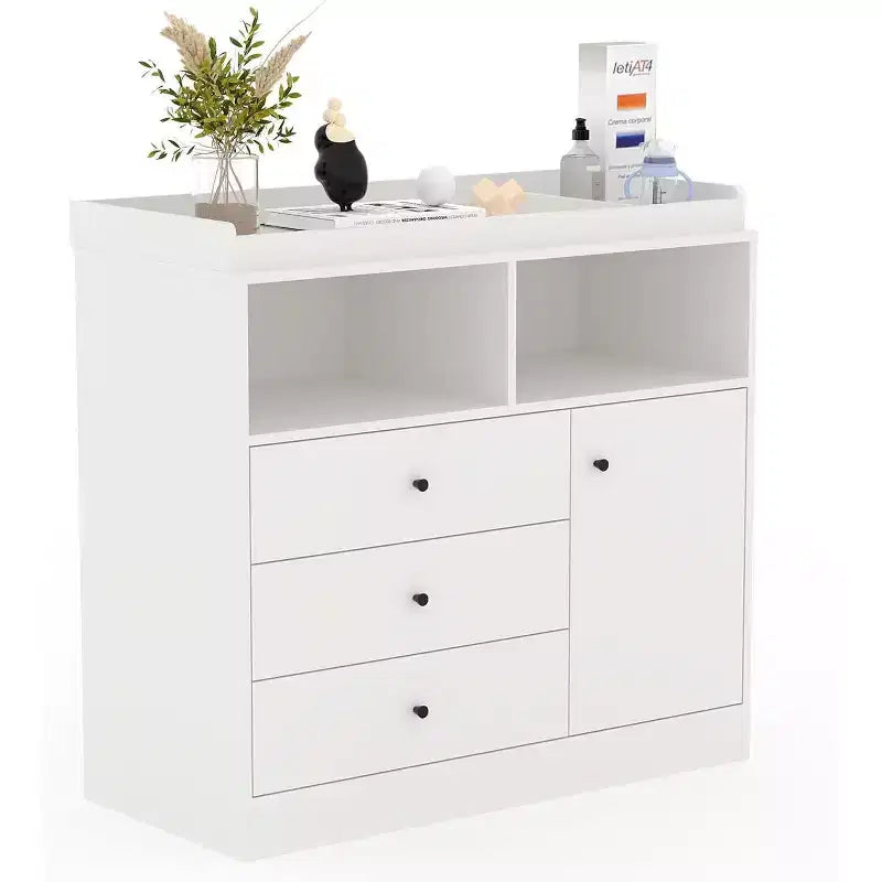 Cassettiera fasciatoio per bambini, Fasciatoio in legno con cassetti, armadietto, ripiani aperti, per camera da letto o asilo nido