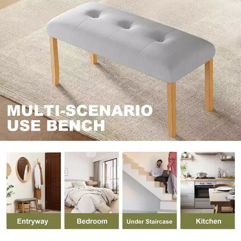 Upholstered Tufted Bench, Fabric End of Bed Bench