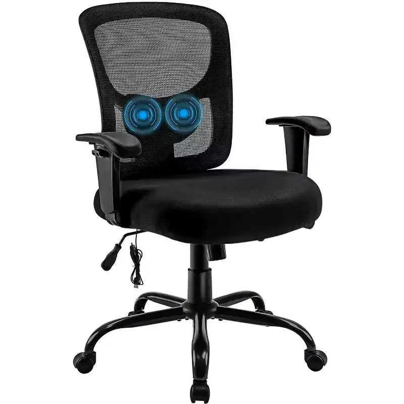 Black Fabric Mesh and Steel Adjustable Swivel Rolling Executive Office Chair