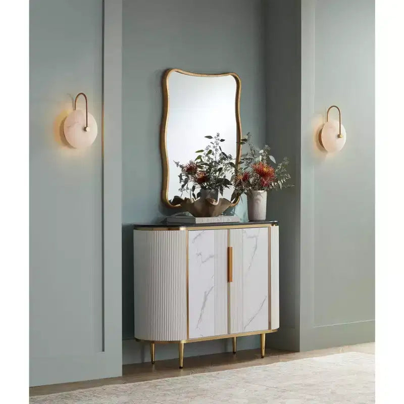 Pavia Specchio da parete curvo 24 x 32 in metallo dorato