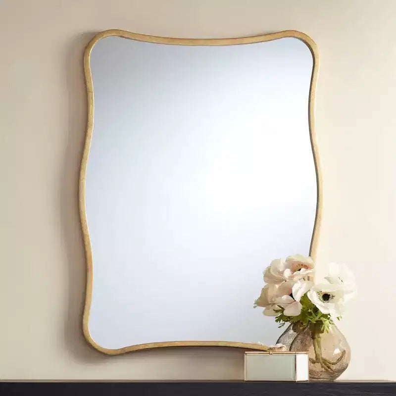 Pavia Gold Metal 24 x 32 Curvy Wall Mirror