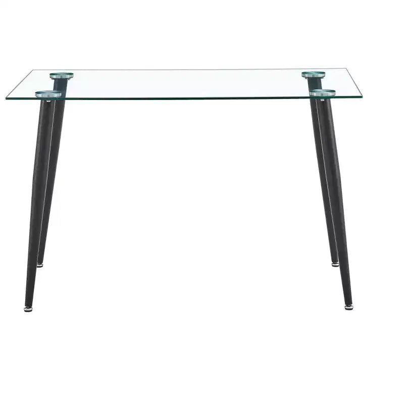 Dining Table for Small Space, Contemporary Rectangle Tempered Glass Dining Table with Metal Legs for 4 People