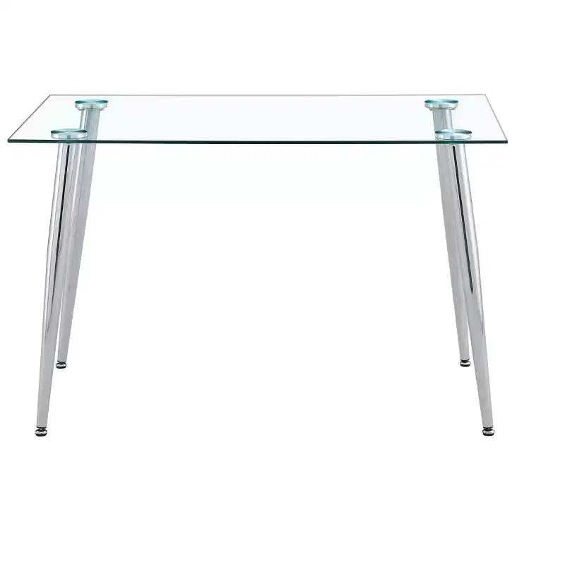 Dining Table for Small Space, Contemporary Rectangle Tempered Glass Dining Table with Metal Legs for 4 People