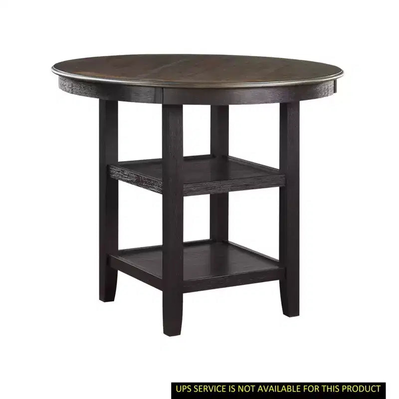 Round Dining Table Transitional Style for Small Space, Counter Height Table with 2 Display Shelves for Living Room, Office, Kitchen