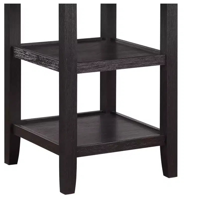 Round Dining Table Transitional Style for Small Space, Counter Height Table with 2 Display Shelves for Living Room, Office, Kitchen