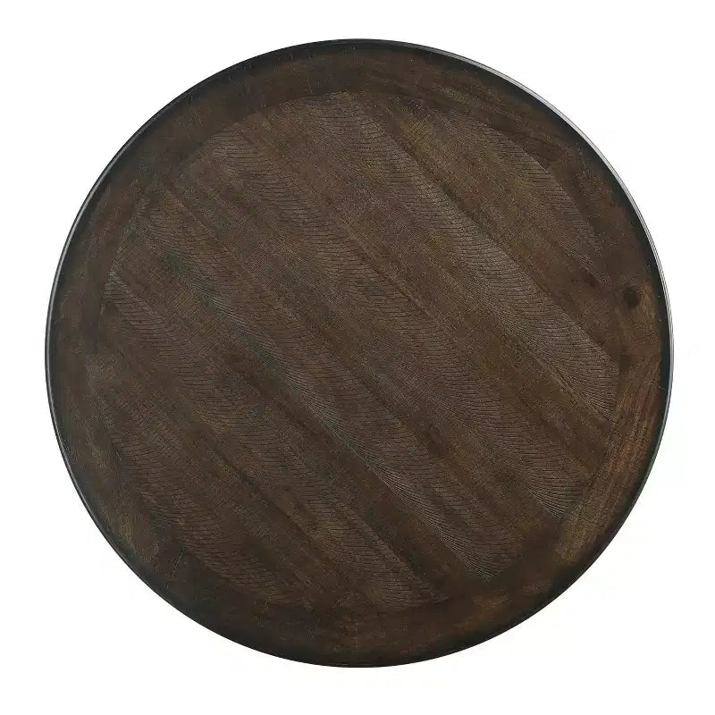 Round Dining Table Transitional Style for Small Space, Counter Height Table with 2 Display Shelves for Living Room, Office, Kitchen
