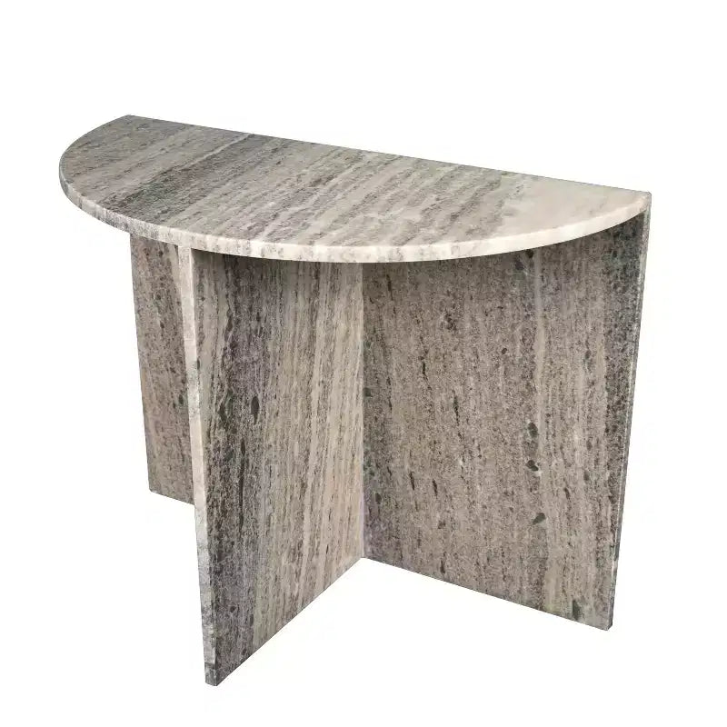 Patrice 20 Art Deco Minimalist Natural Marble Handmade Demilune Side Table