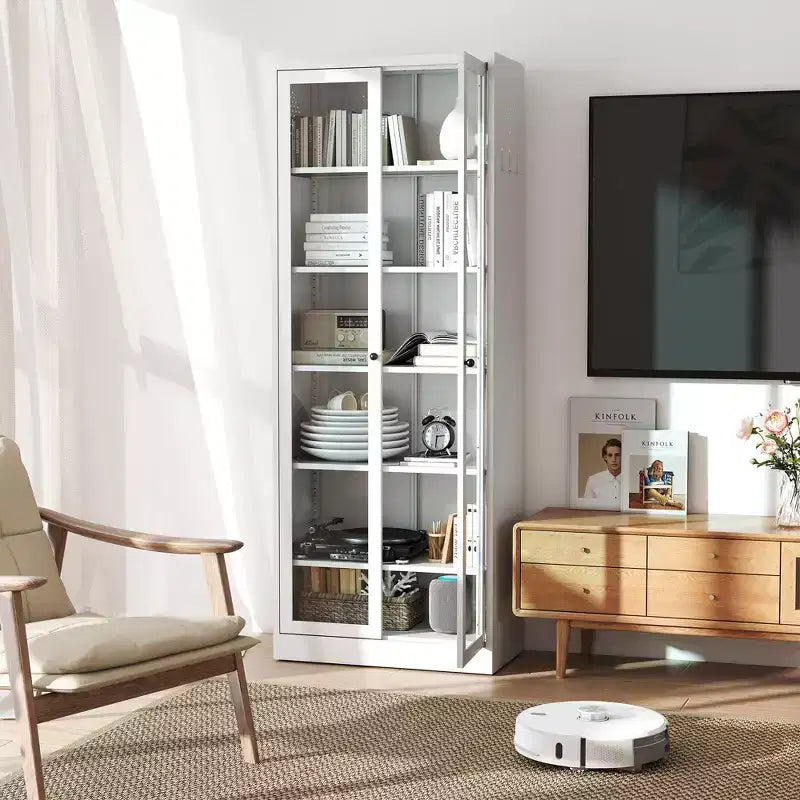 61 Freestanding Kitchen Pantry Cabinet, Adjustable Storage with 4 Shelves, Heavy Duty Metal Cupboard for Dining/Living Room