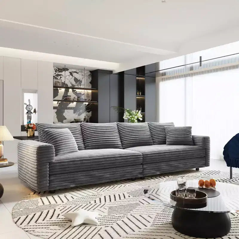 Modern Comfy Upholstered Sofa Cloud Deep Seat Couches with Soft Pillows for Living Room Bedroom Office Gray