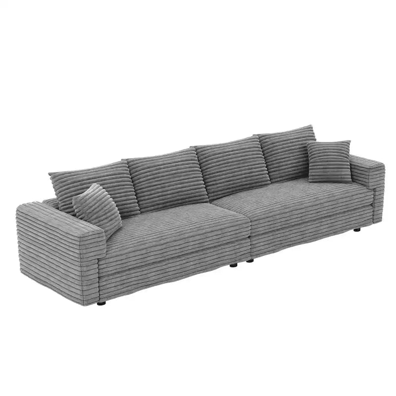 Modern Comfy Upholstered Sofa Cloud Deep Seat Couches with Soft Pillows for Living Room Bedroom Office Gray