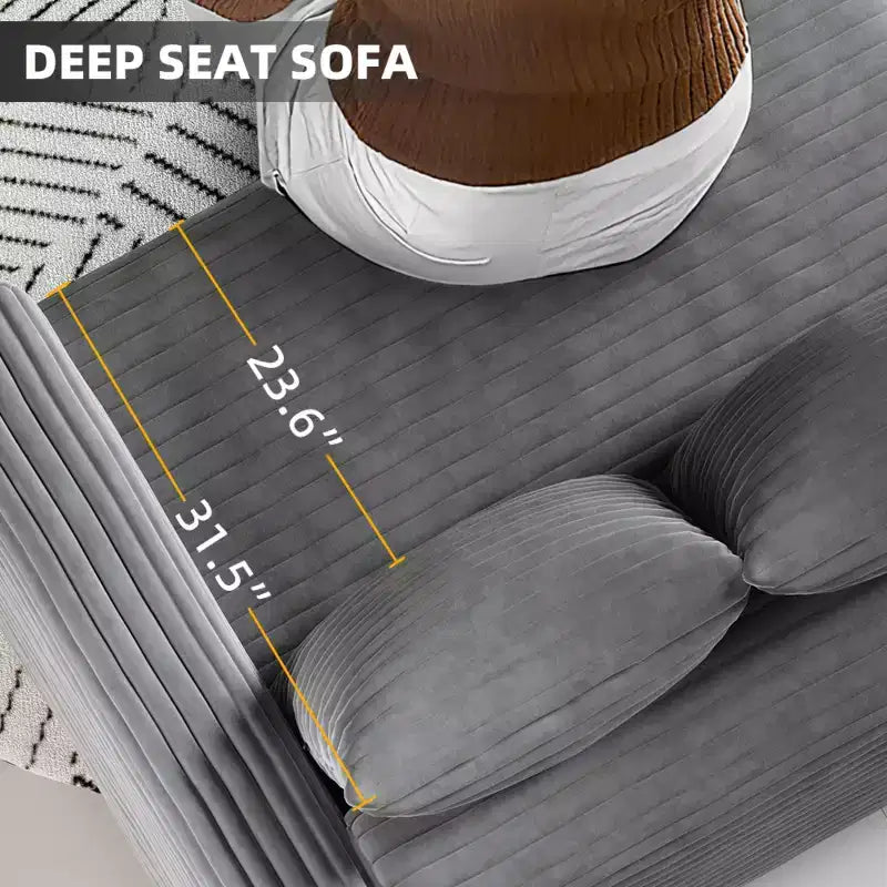 Modern Comfy Upholstered Sofa Cloud Deep Seat Couches with Soft Pillows for Living Room Bedroom Office Gray