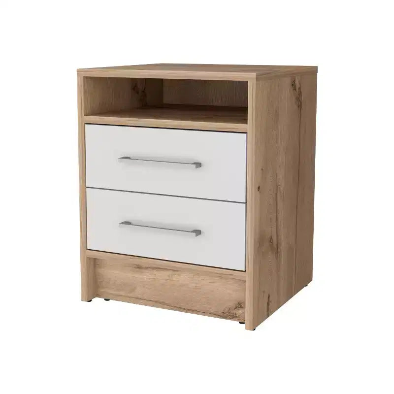 Comodino con 2 cassetti e ripiano nascosto, tavolino vintage per camera da letto e soggiorno