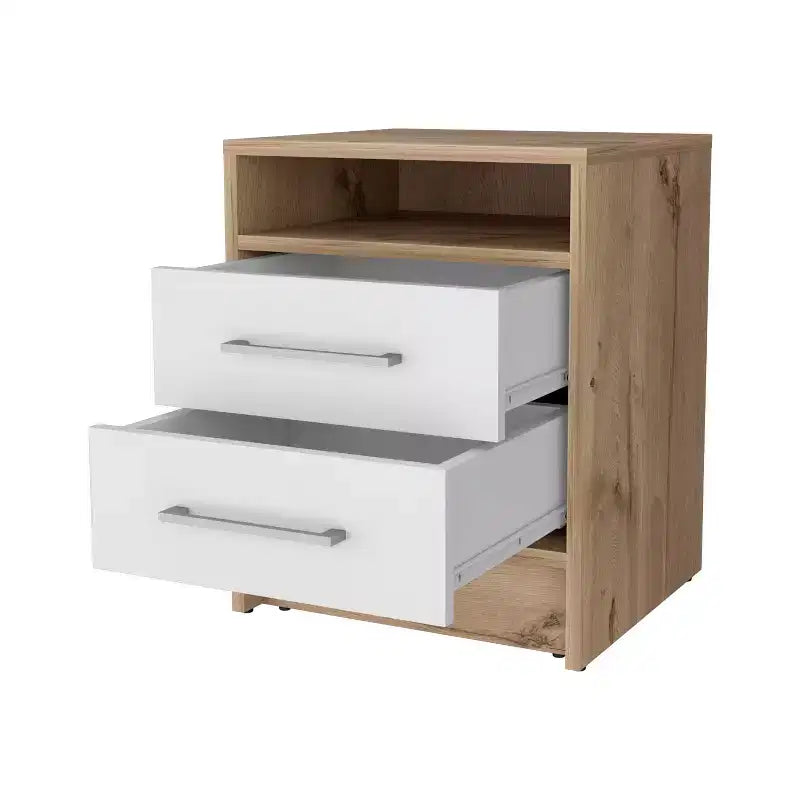 Comodino con 2 cassetti e ripiano nascosto, tavolino vintage per camera da letto e soggiorno