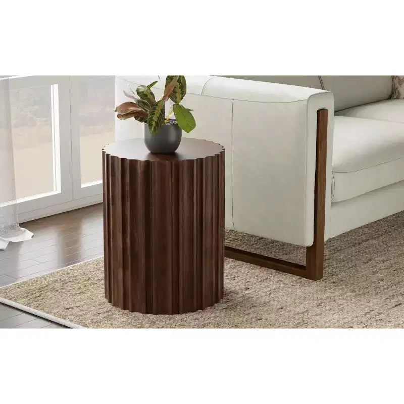 16 inch Wide Solid Mango Boho Contemporary End Table, Assembled