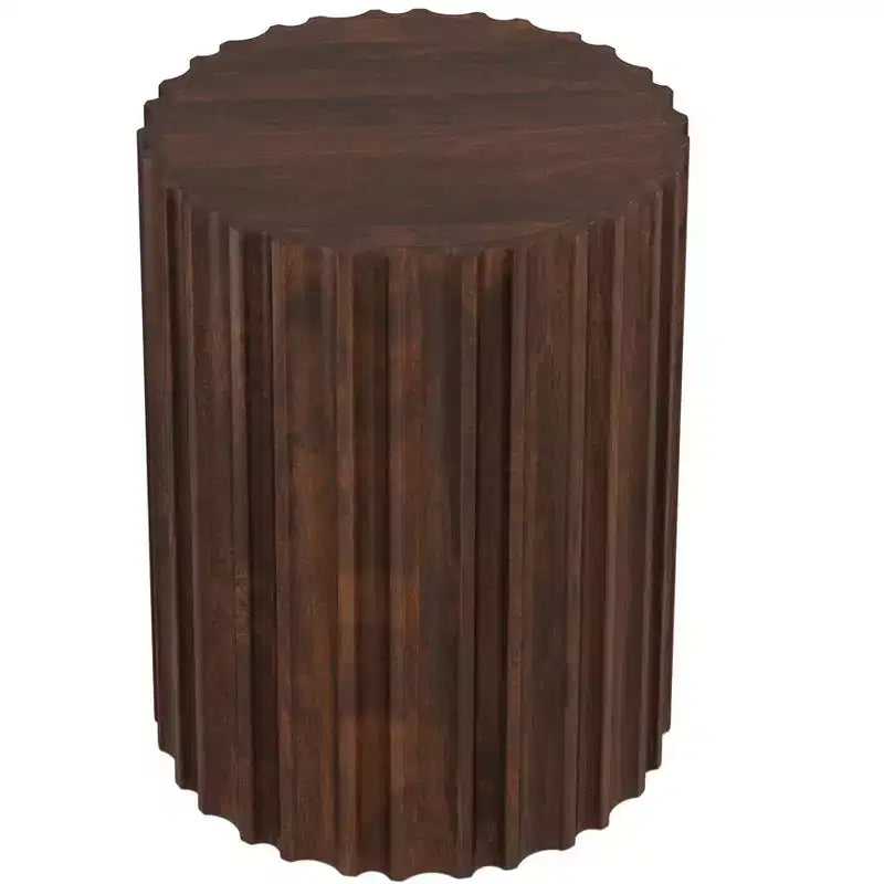 16 inch Wide Solid Mango Boho Contemporary End Table, Assembled