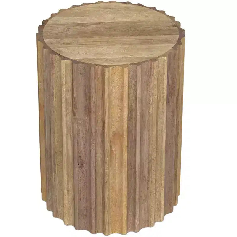 16 inch Wide Solid Mango Boho Contemporary End Table, Assembled