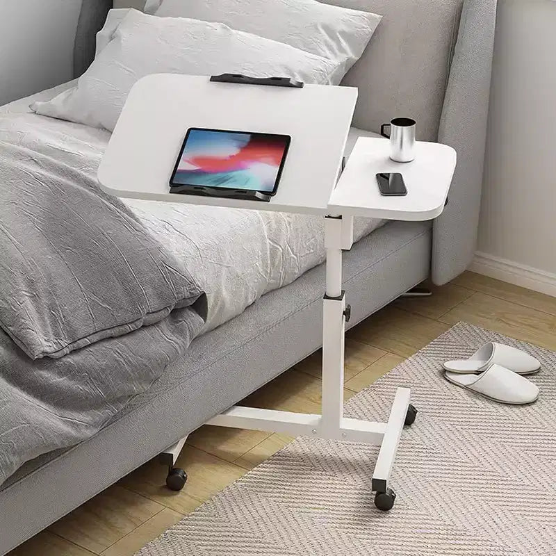 Overbed Table with Wheels, 23.6-37.4in Height Adjustable Over Bed Table Movable Rolling Bedside Table Standing Desk Bed Table for Home Office