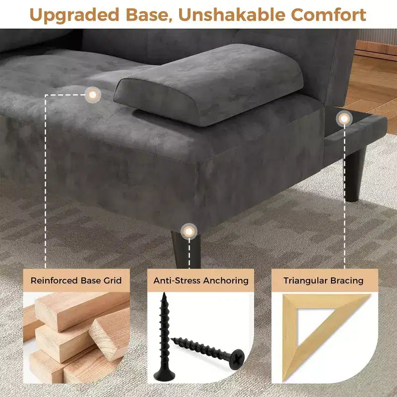 Divano Letto Futon Convertibile, Divano Piccolo Reclinabile, Divano Letto a 64 Posizioni Regolabili per Soggiorno, Bracciolo Rimovibile