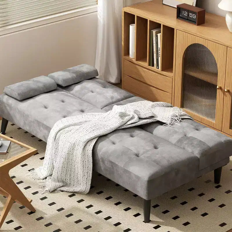 Divano Letto Futon Convertibile, Divano Piccolo Reclinabile, Divano Letto a 64 Posizioni Regolabili per Soggiorno, Bracciolo Rimovibile