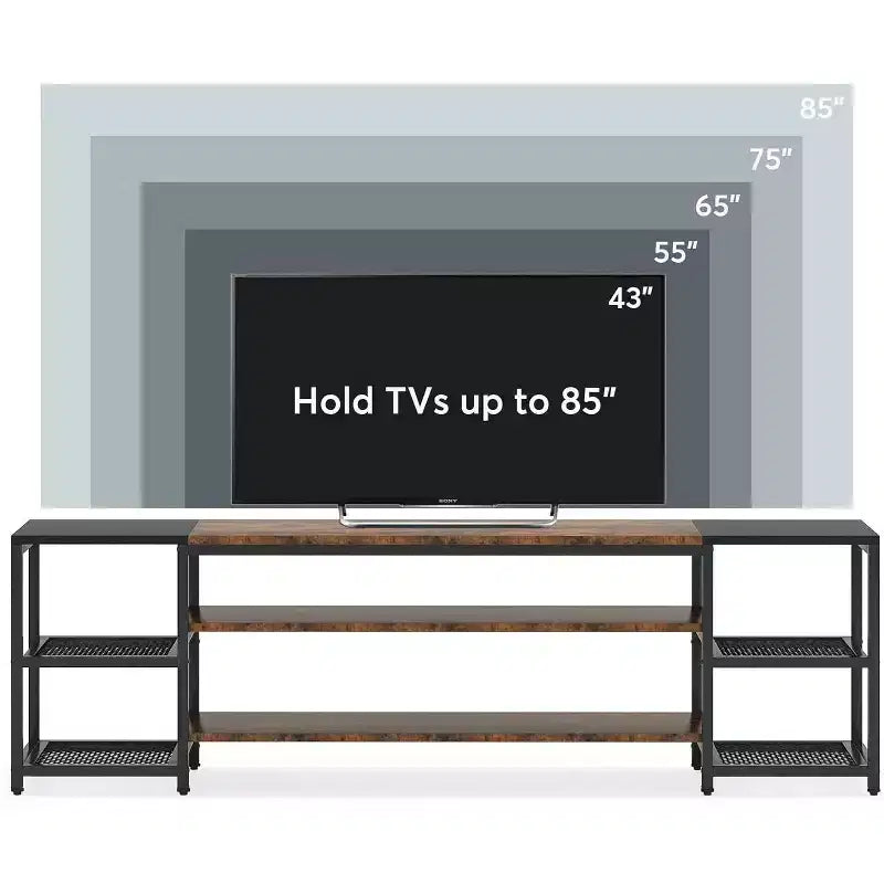 78-Inch TV Stand for Up to 85-Inch TVs, Industrial Media Entertainment Center Console with Storage Shelves for Living Room