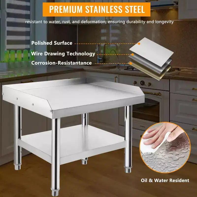 Tavolo da preparazione 24X28 per griglia, tavolo da lavoro in acciaio inossidabile resistente da 450 kg con ripiano inferiore da 100 kg, ideale per cucine commerciali, hotel e case