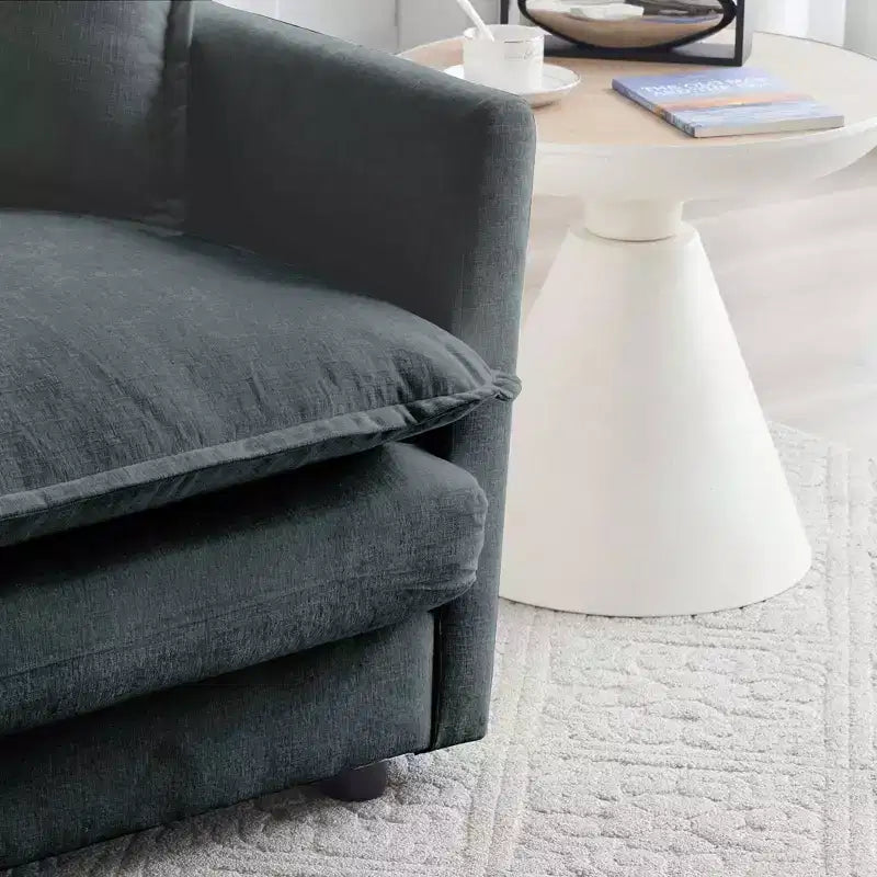 Mid Century Modern 3 Seater Sofa with 2 Armrest Pillows 2 Toss Pillows for Living Room Gray