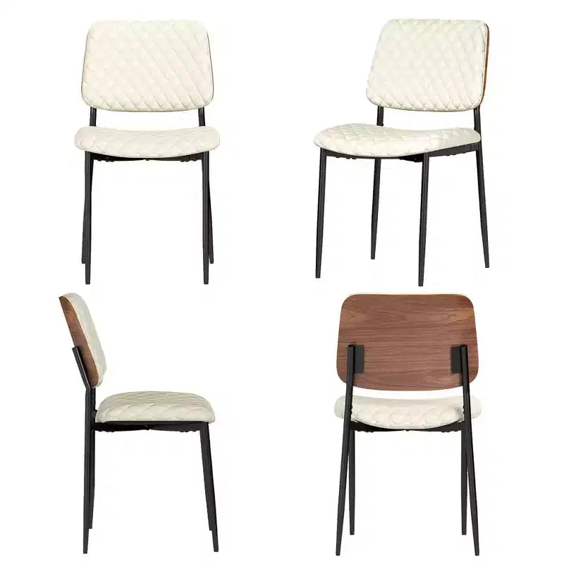 Set di 2 sedie da pranzo Mid-Century, sedie da cucina trapuntate in pelle PU con schienale in legno curvato, sedie laterali imbottite industriali